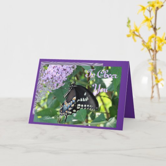 Butterfly Cheer-customize Kaart (Gele Bloem)