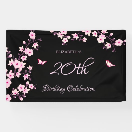 Butterfly Cherry Blosbezinkroze Black Spandoek (Horizontaal)