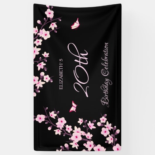 Butterfly Cherry Blosbezinkroze Black Spandoek (Verticaal)