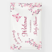Butterfly Cherry Blossom Baby shower Welkom Spandoek (Verticaal)