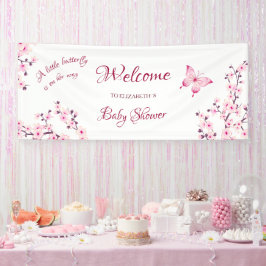 Butterfly Cherry Blossom Baby shower Welkom Spandoek