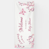 Butterfly Cherry Blossom Baby shower Welkom Spandoek (Verticaal)