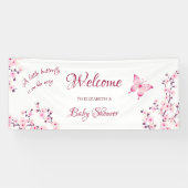 Butterfly Cherry Blossom Baby shower Welkom Spandoek (Horizontaal)