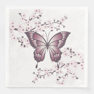 Butterfly Cherry Blossom Dusty Mauve Servet