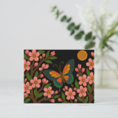 Butterfly Cherry Blossom Moon Briefkaart (Staand voorkant)