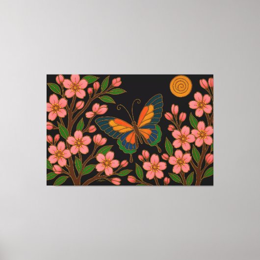 Butterfly Cherry Blossom Moon Canvas Afdruk (Voorkant)