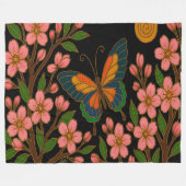 Butterfly Cherry Blossom Moon Fleece Deken (Voorkant (Horizontaal))