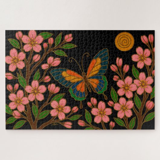Butterfly Cherry Blossom Moon Legpuzzel (Horizontaal)