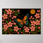 Butterfly Cherry Blossom Moon Poster (Voorkant)