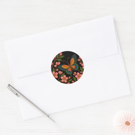 Butterfly Cherry Blossom Moon Ronde Sticker (Envelop)