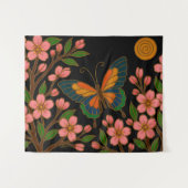 Butterfly Cherry Blossom Moon Wandkleed (Voorkant (horizontaal))