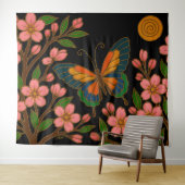 Butterfly Cherry Blossom Moon Wandkleed (In Situ (horizontaal))