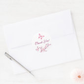 Butterfly Cherry Blossom Pink White Hartelijk dank Ronde Sticker (Envelop)