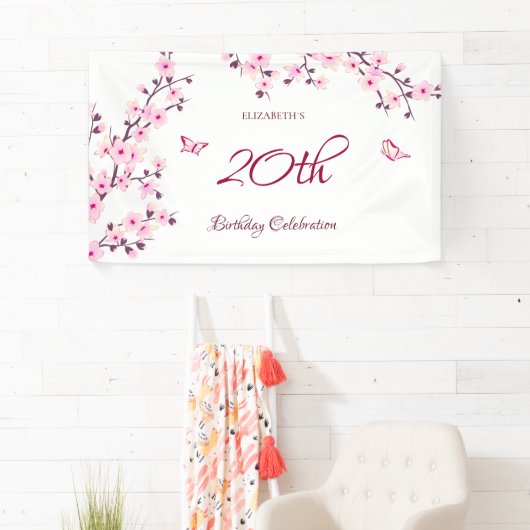 Butterfly Cherry Blossom Pink White Spandoek (Insitu)