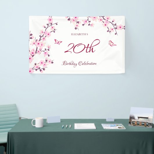 Butterfly Cherry Blossom Pink White Spandoek (Beurs)