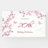 Butterfly Cherry Blossom Pink White Spandoek (Horizontaal)