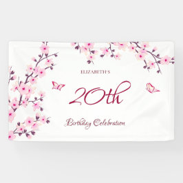 Butterfly Cherry Blossom Pink White Spandoek