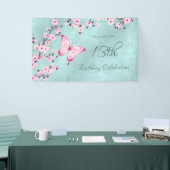 Butterfly Cherry Blossoms Roze Turquoise Spandoek (Beurs)