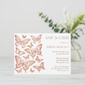 Butterfly Chic-Baby shower | Dusty Burnt Oranje Kaart (Staand voorkant)