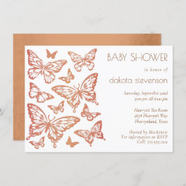 Butterfly Chic-Baby shower | Dusty Burnt Oranje Kaart