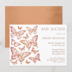 Butterfly Chic-Baby shower   Dusty Burnt Oranje Kaart