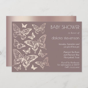 Butterfly Chic-Baby shower   Kopergoud Roos Kaart