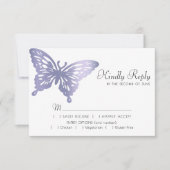 Butterfly Chic | Dusty Lavender Paars Violet Meal RSVP Kaartje (Voorkant)