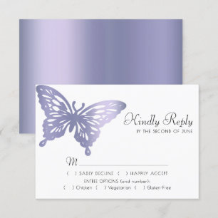 Butterfly Chic Dusty Lavender Paars Violet Meal RSVP Kaartje