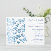 Butterfly Chic | Klassiek blauw Baby shower Kaart (Staand voorkant)
