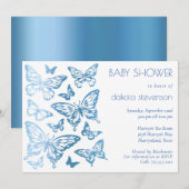 Butterfly Chic | Klassiek blauw Baby shower Kaart (Voorkant / Achterkant)
