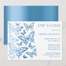Butterfly Chic | Klassiek blauw Baby shower Kaart
