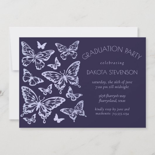 Butterfly Chic | Paars Afstuderen lavender Kaart (Voorkant)