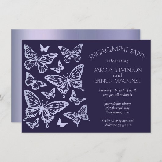 Butterfly Chic | Paars Verloving lavender Kaart (Voorkant / Achterkant)