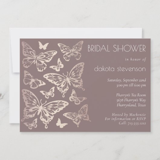 Butterfly Chic-Vrijgezellenfeest | Kopergoud Roos Kaart (Voorkant)