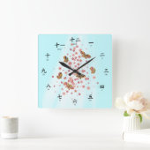 Butterfly Chinese Numbers Pinyin Phonetics Vierkante Klok (Huis)