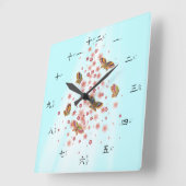 Butterfly Chinese Numbers Zhuyin Fuhao Taiwanese Vierkante Klok (Hoek)