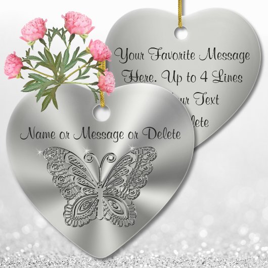 Butterfly Christmas Ornaments with 2 Text Boxes Keramisch Ornament