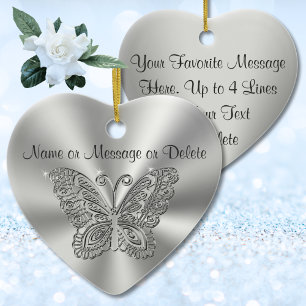 Butterfly Christmas Ornaments with 2 Text Boxes Keramisch Ornament