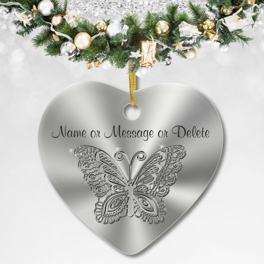 Butterfly Christmas Ornaments with 2 Text Boxes Keramisch Ornament