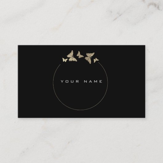 Butterfly Circles Golden Folie Black Vip minima Visitekaartje (Voorkant)