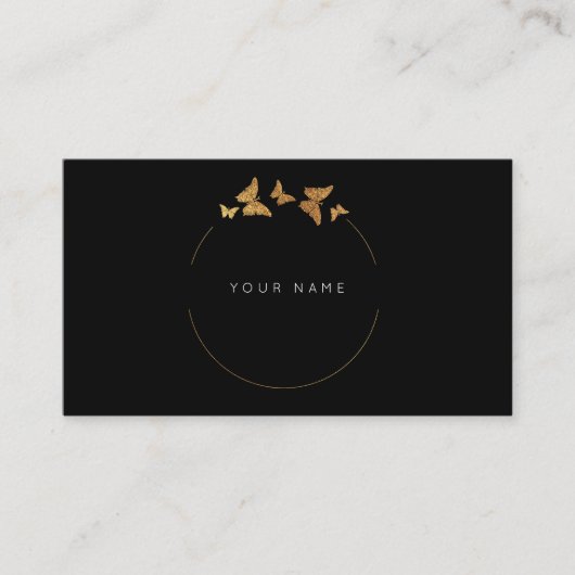 Butterfly Circles Golden Folie Black Vip Visitekaartje (Voorkant)
