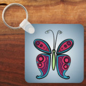 Butterfly Classic Round Sticker Ceramic Ornament Sleutelhanger (Voorkant)