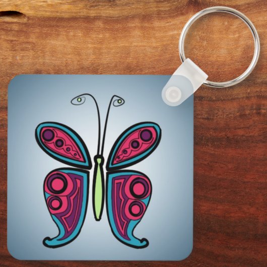 Butterfly Classic Round Sticker Ceramic Ornament Sleutelhanger (Achterkant)