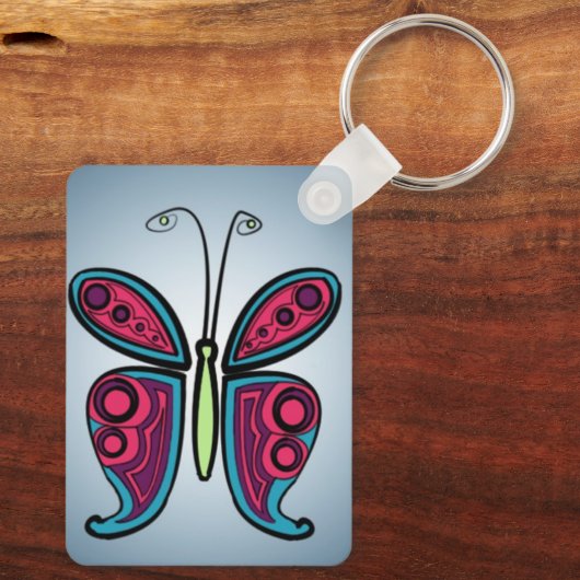 Butterfly Classic Round Sticker Ceramic Ornament Sleutelhanger (Achterkant)