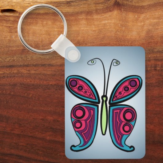 Butterfly Classic Round Sticker Ceramic Ornament Sleutelhanger (Voorkant)