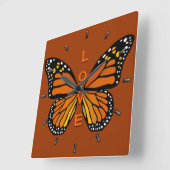 Butterfly Clock Butterfly Wall Clock Monarch Gift Vierkante Klok (Hoek)