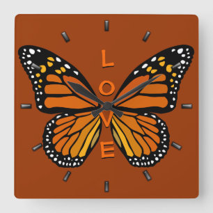 Butterfly Clock Butterfly Wall Clock Monarch Gift Vierkante Klok