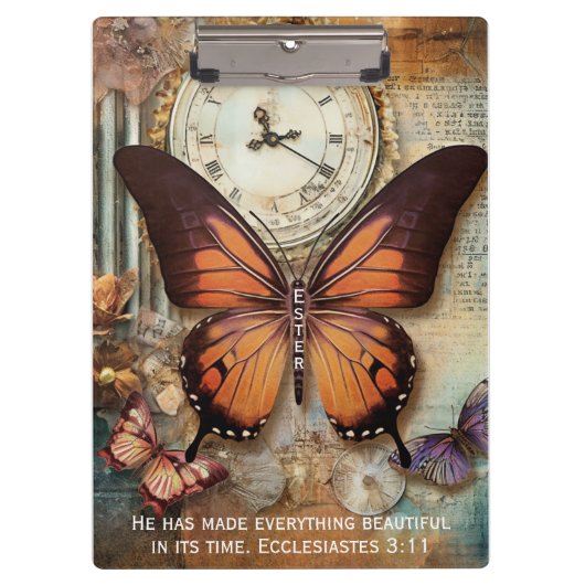 Butterfly Clock Clipboard Ecclesiastes 3:11  Klembord (Voorkant)