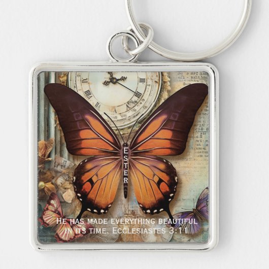 Butterfly Clock Keychain Ecclesiastes 3:11  (Voorkant)