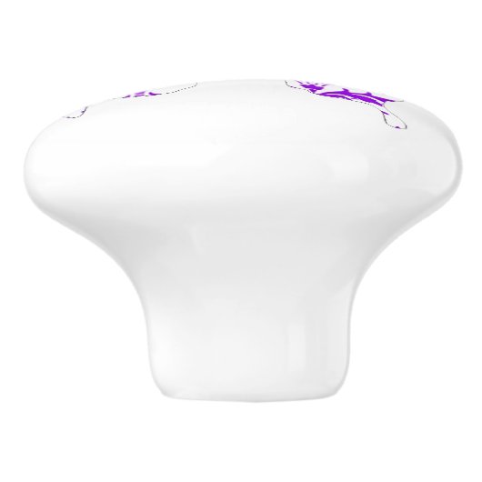 Butterfly Collage Paars Damask Keramische Knop (Zijkant)